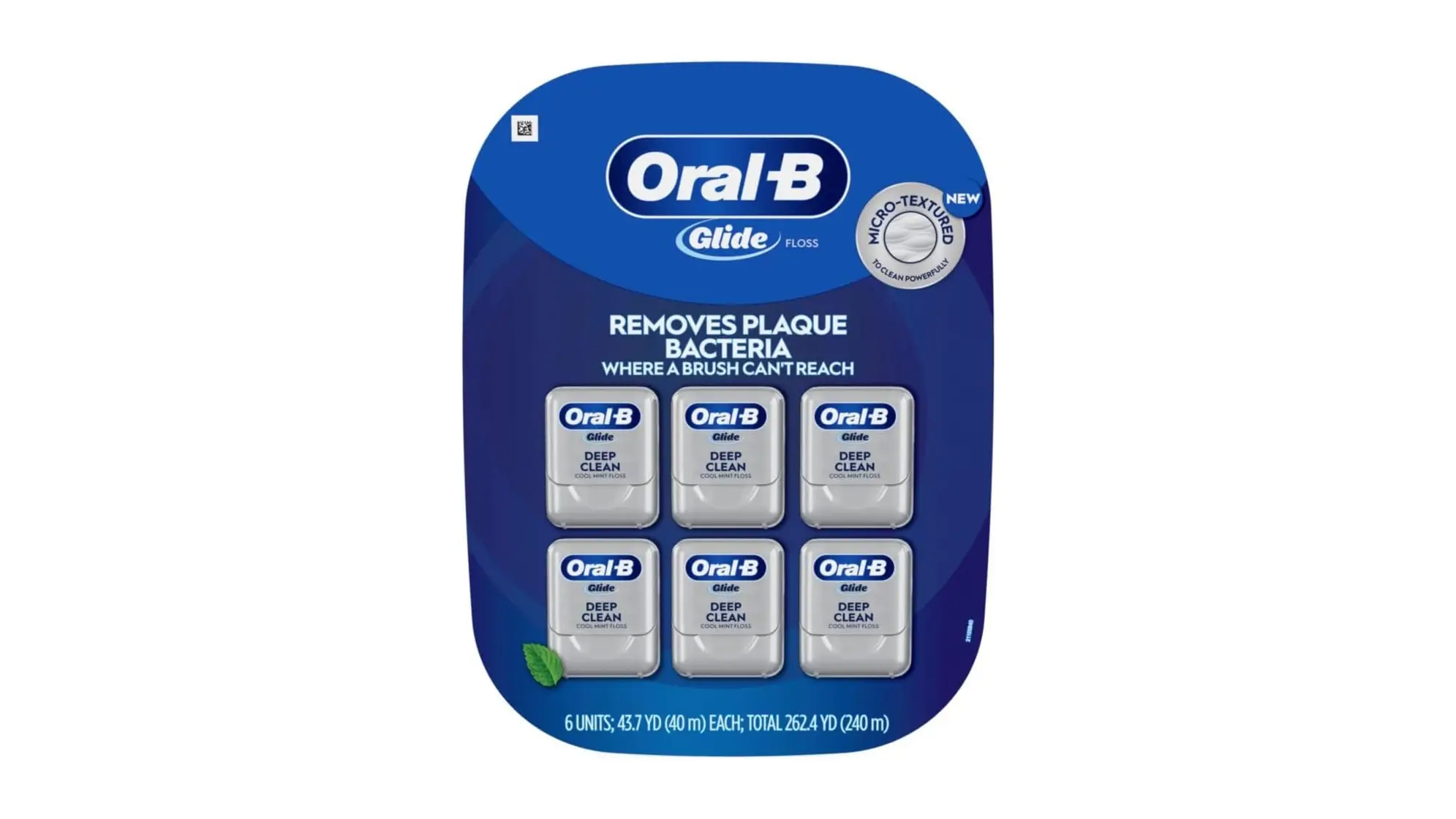 Product photo of Oral-B Glide Deep Clean Dental Floss, a dentist-recommended, shred-resistant floss designed for effective plaque removal in tight spaces