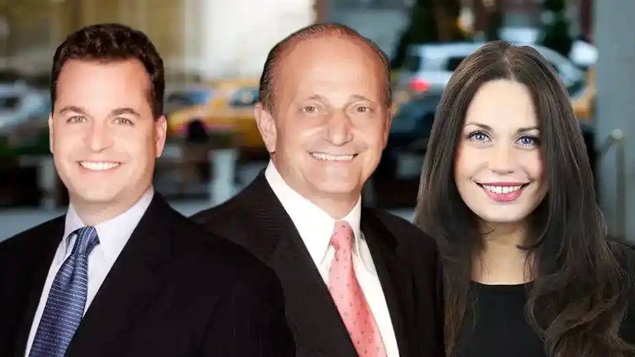 Group headshot of Dr. Joe DeRario, Dr. Michael Lorman, and Dr. Erica Simonovsky at Midtown Dental Group Grand Central in Manhattan